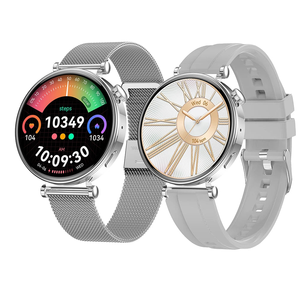 New Fashion HK41 Lady Smart Watch for Women 2024 Double Strap BT Call Large Memory Watch Heart Rate Blood Monitor Smartwatch