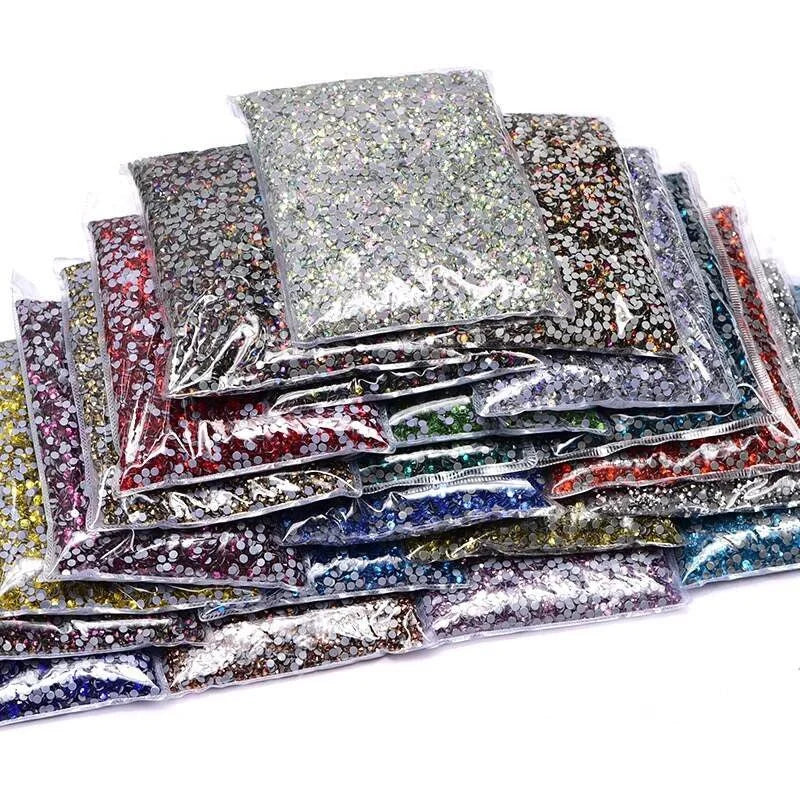 Factory SS6 SS8 SS10 SS12 SS20 SS30 Hotfix Rhinestones White ab Crystal Flat Back Luxe Crystals Iron on Motif Stones Bulk