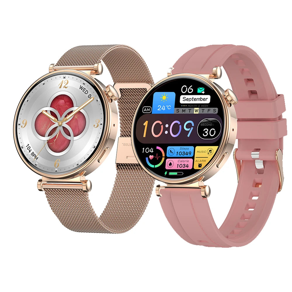 New Fashion HK41 Lady Smart Watch for Women 2024 Double Strap BT Call Large Memory Watch Heart Rate Blood Monitor Smartwatch