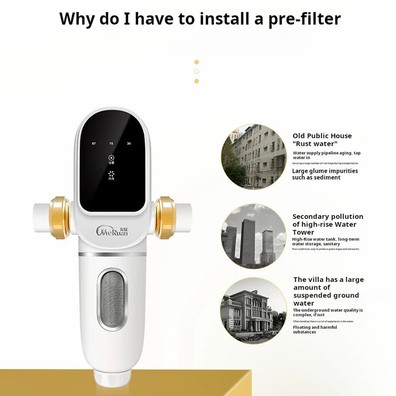 Aicksn A300DZ Automatic Self-Cleaning Prefilter Water Filter Sediment Whole House Outdoor Purifier for Household Purposes