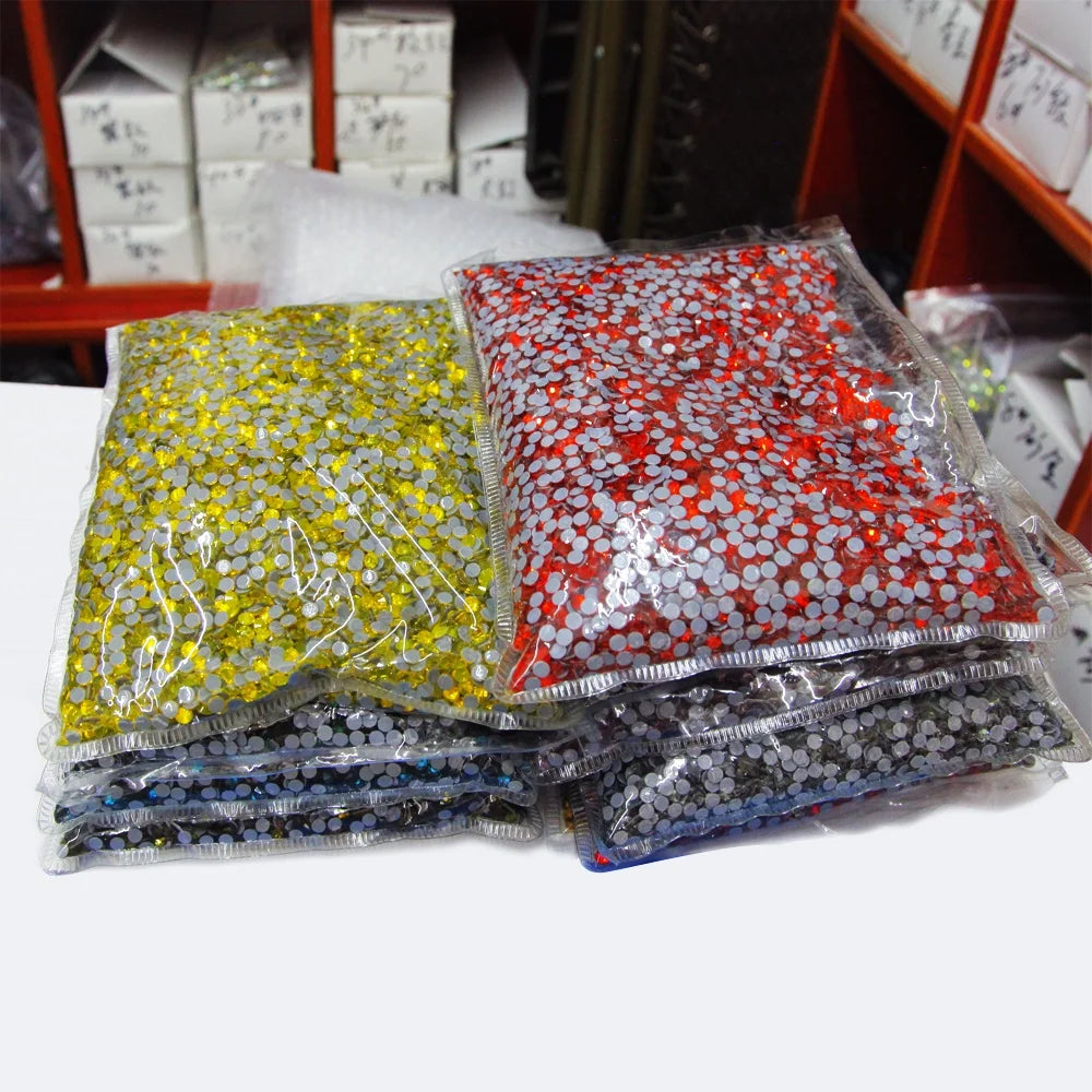 Factory SS6 SS8 SS10 SS12 SS20 SS30 Hotfix Rhinestones White ab Crystal Flat Back Luxe Crystals Iron on Motif Stones Bulk