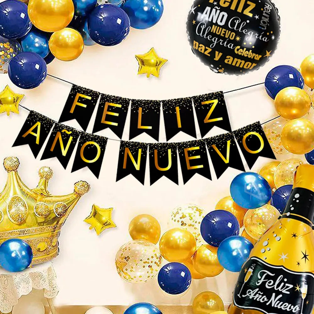 Champagne Balloons for New Year's Decoration - Gold and Silver
