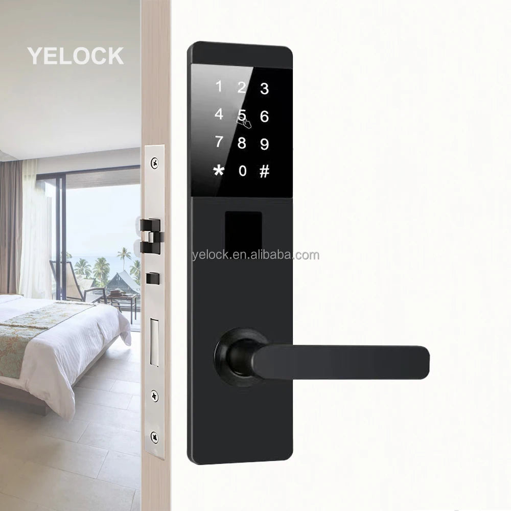 Waterproof Zinc Alloy Tuya APP Wifi ZigBee SaaS Smart Keypad Password Door Lock for Hotel INN Wood Door Cloud Data Storage